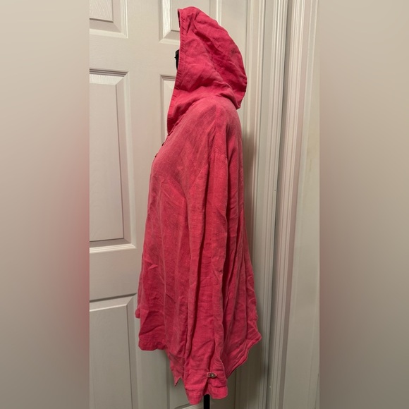 Varsity Pink Linen Hooded Top - Picture 2 of 5